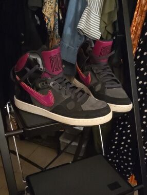 Nike Black and Pink High-Top Sneakers